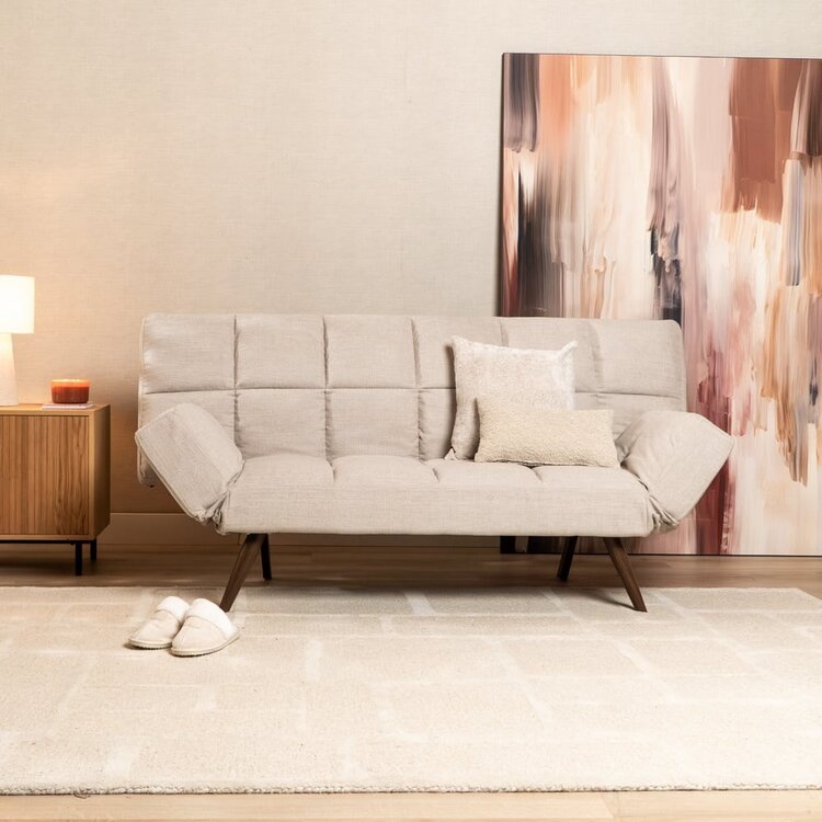 Canapé convertible lit 110 x 180 cm Timo beige tissu recyclé