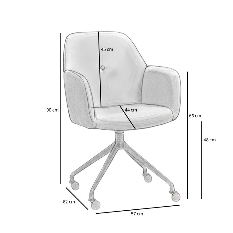 Chaise de salle à manger à roulettes Runa taupe tissu recyclé