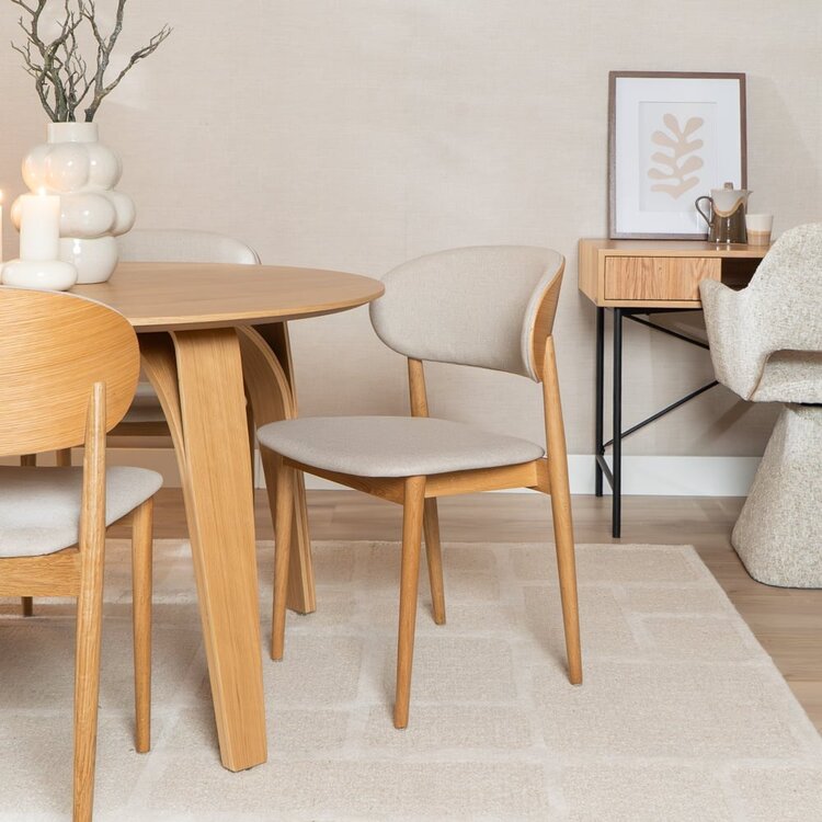 Chaise de salle à manger Bohdi en lin coloris écru