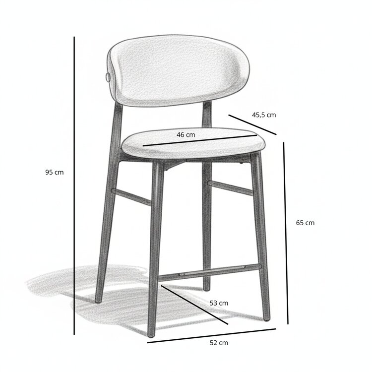 Tabouret de bar Lara en lin taupe 70 cm