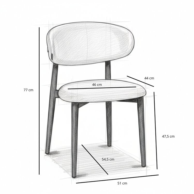 Chaise Lara avec tissu en lin déperlant et structure effet bois | Livin24