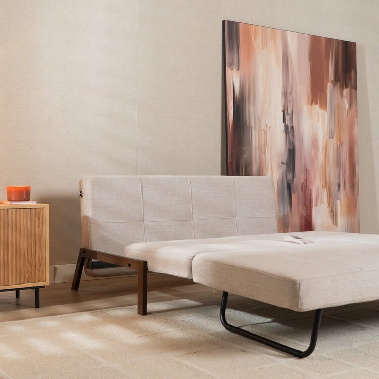 Canapé convertible lit 140 x 200 cm Mikko beige tissu recyclé