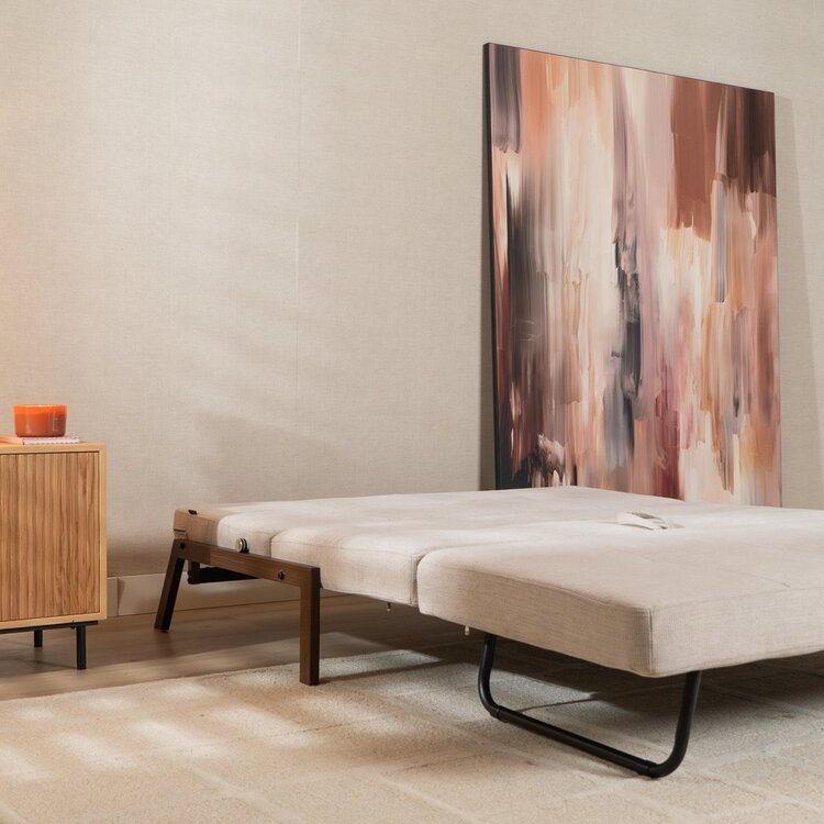 Canapé convertible lit 140 x 200 cm Mikko beige tissu recyclé