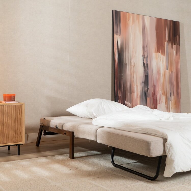 Canapé convertible lit 140 x 200 cm Mikko beige tissu recyclé