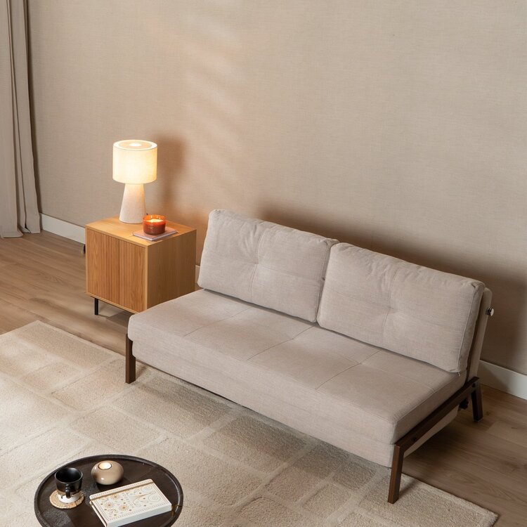 Canapé convertible lit 140 x 200 cm Mikko beige tissu recyclé