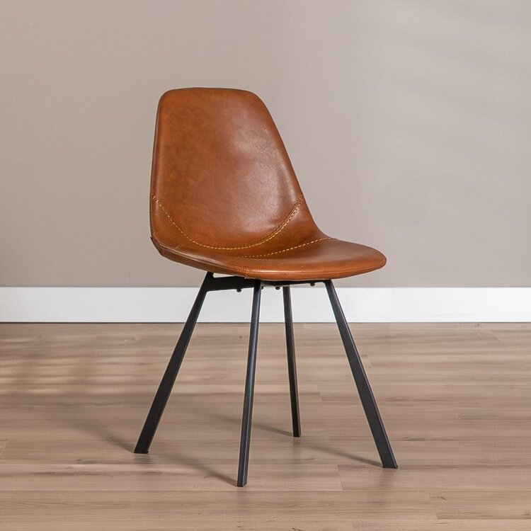 Chaise de salle à manger industrielle Logan cognac éco-cuir