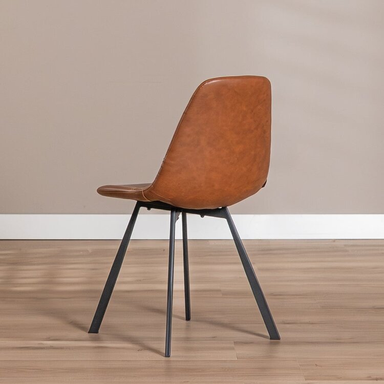 Chaise de salle à manger industrielle Logan cognac éco-cuir