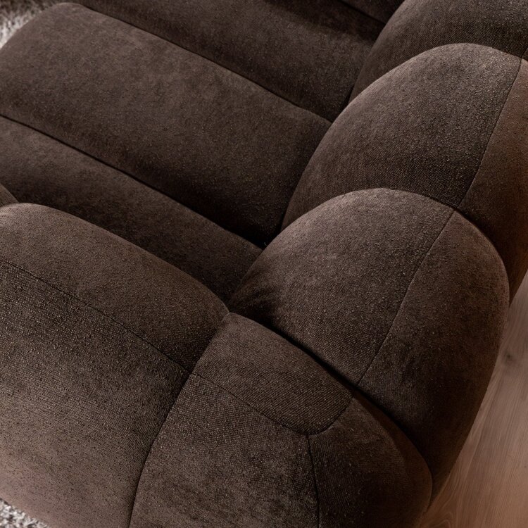 Canapé d’angle gauche Luca en tissu chenille brun