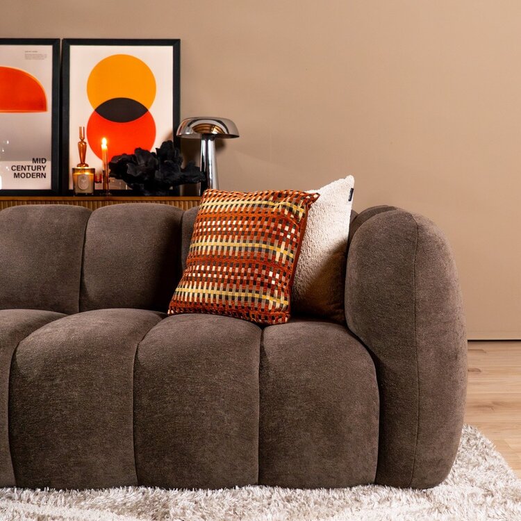 Canapé d’angle gauche Luca en tissu chenille brun