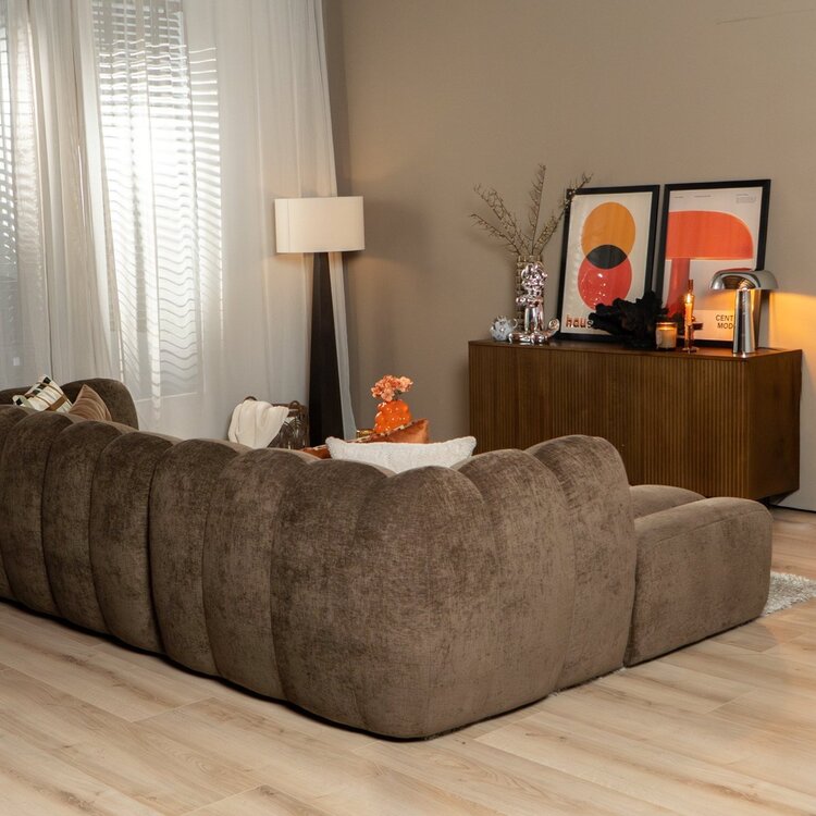 Canapé d’angle gauche Luca en tissu chenille mocha