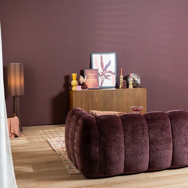 Canapé d’angle gauche Luca en tissu chenille violet