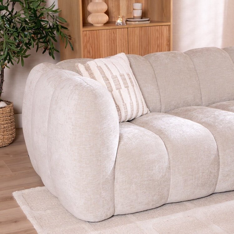 Canapé d’angle droit Luca en tissu chenille sand