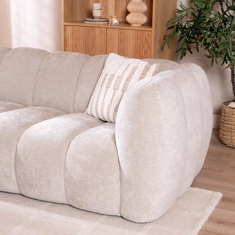 Canapé d’angle gauche Luca en tissu chenille sand