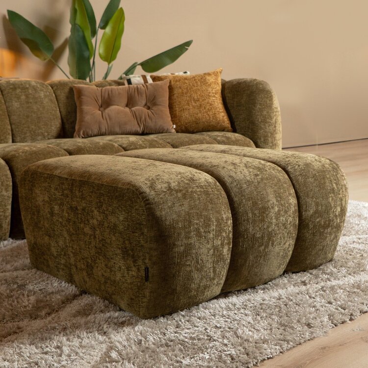 Pouf Luca en chenille vert