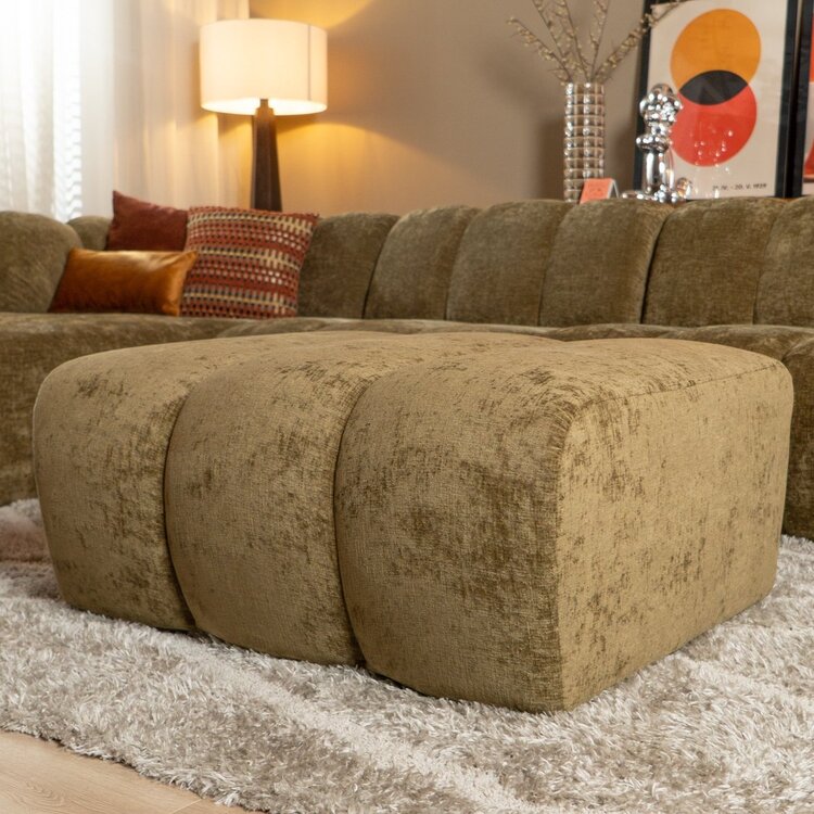 Pouf Luca en chenille vert