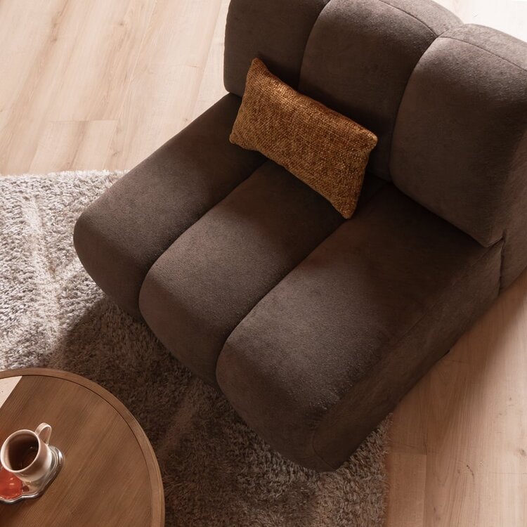 Fauteuil Luca en chenille marron