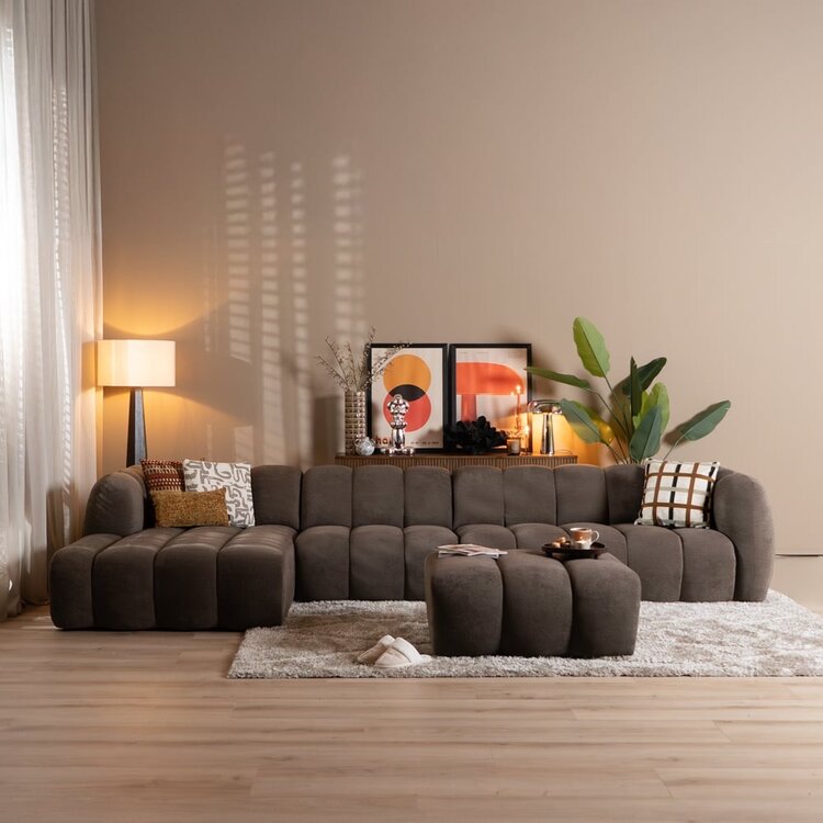 Fauteuil Luca en chenille marron