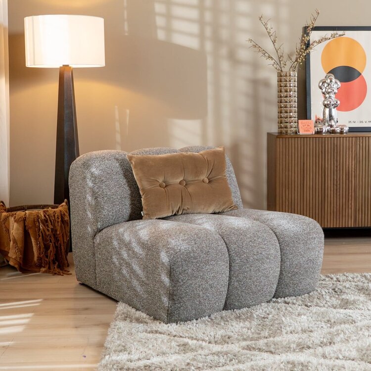 Fauteuil Luca en bouclé brun/gris