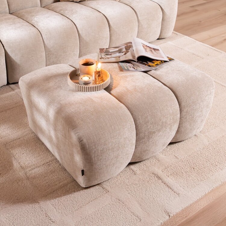 Pouf Luca en chenille sand