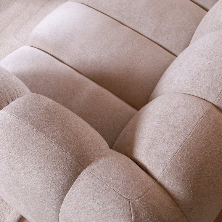 Canapé d’angle gauche Luca en tissu chenille beige