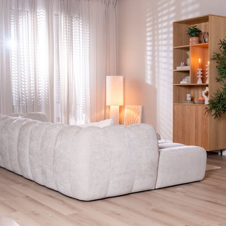 Canapé d’angle gauche Luca en tissu chenille sand