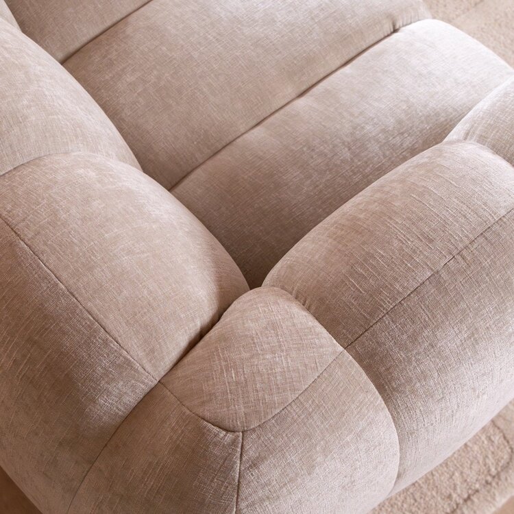 Canapé d’angle droit Luca en tissu chenille sand