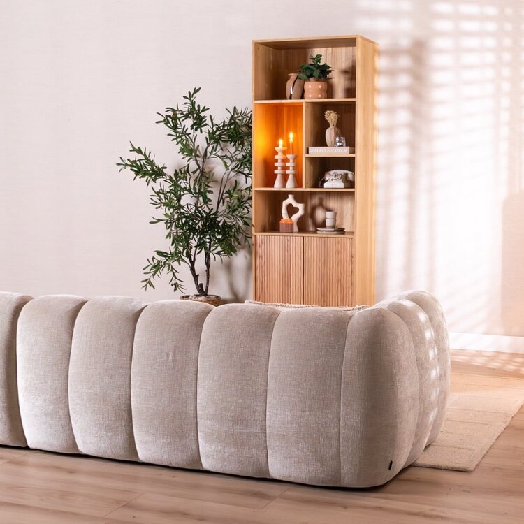 Canapé d’angle droit Luca en tissu chenille sand