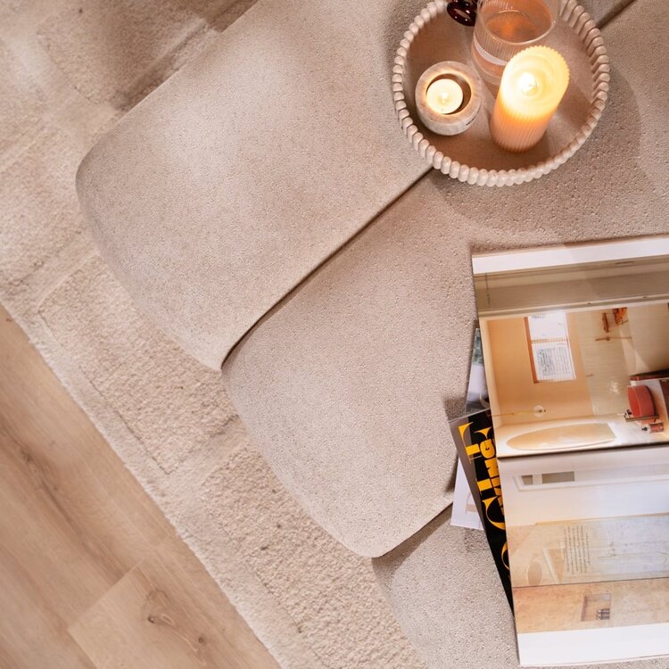 Pouf Luca en chenille beige