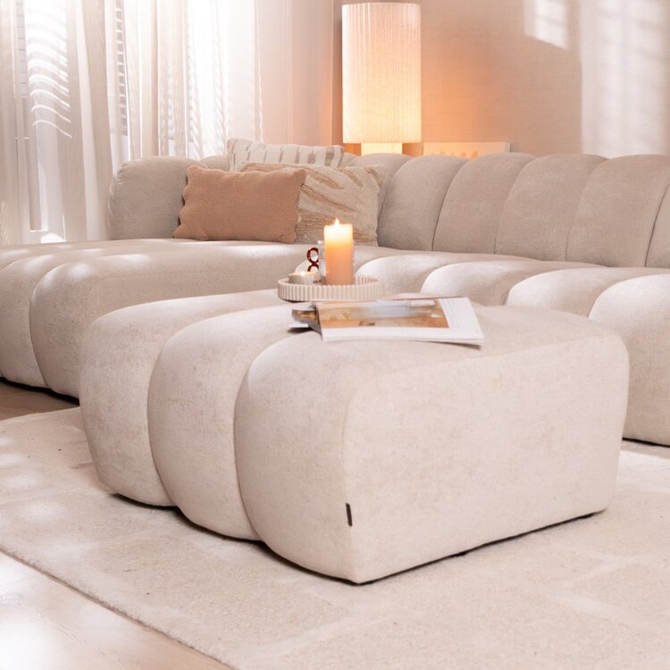 Pouf Luca en chenille beige