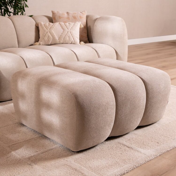 Pouf Luca en chenille beige