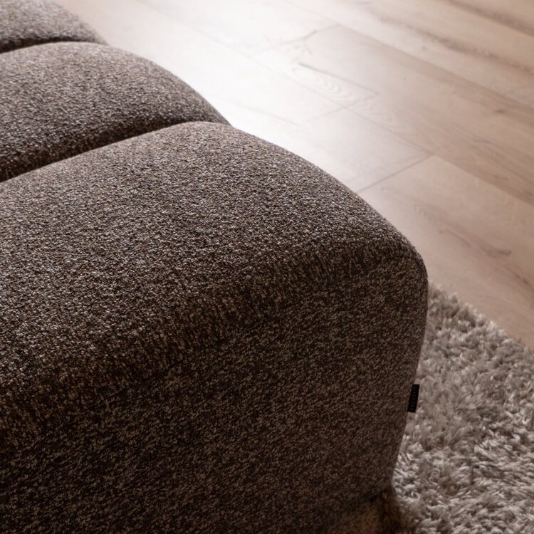 Pouf Luca en bouclé brun/gris