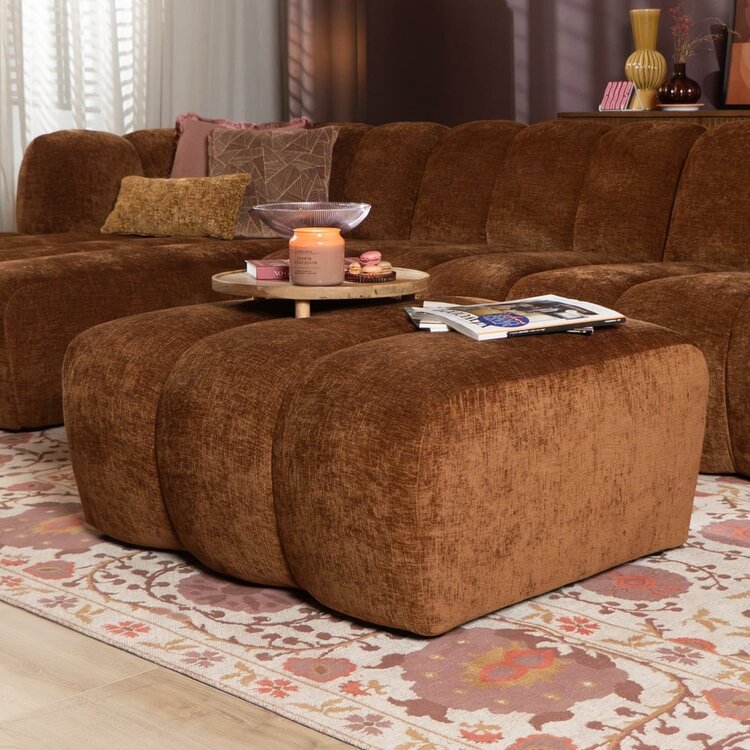 Pouf Luca en chenille cuivre