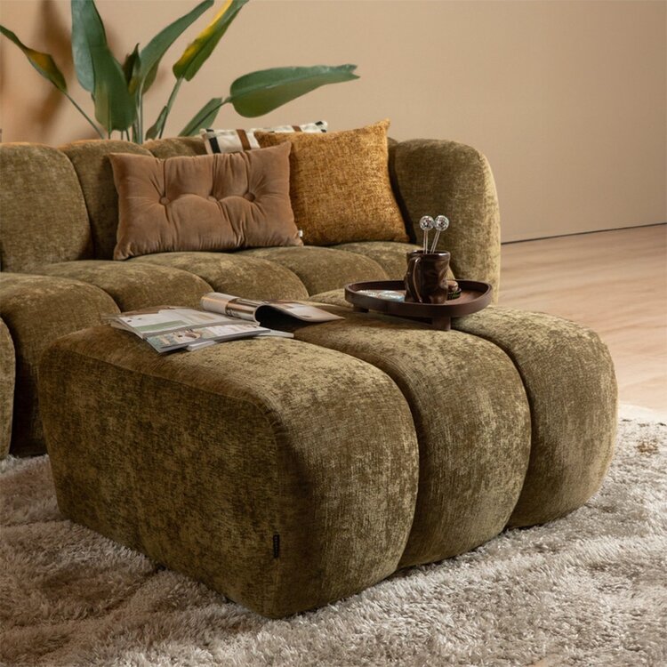 Pouf Luca en chenille vert