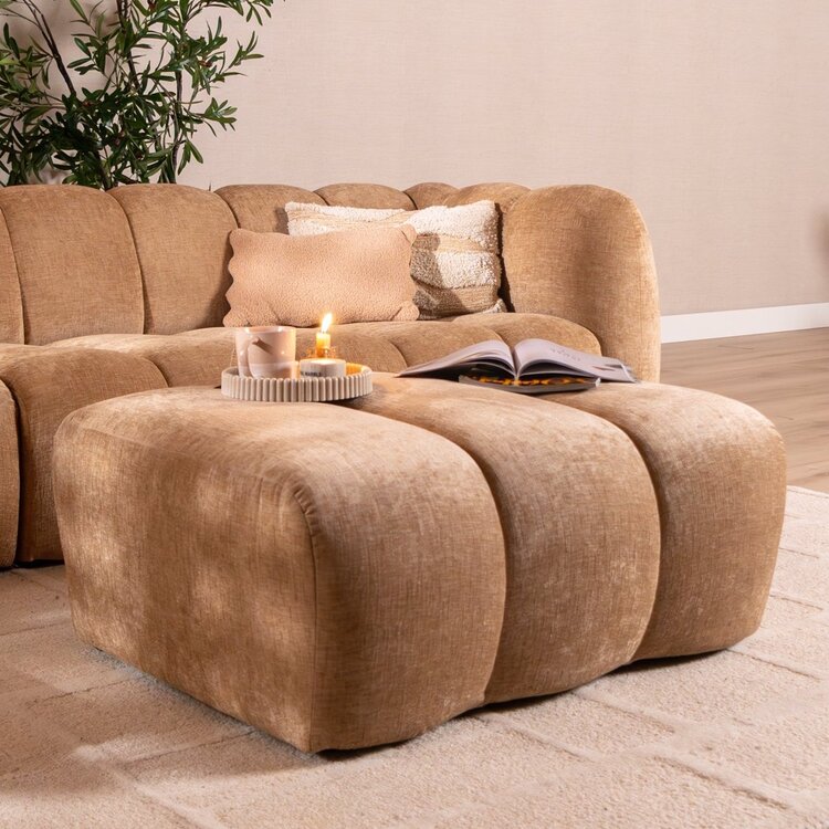 Pouf Luca en chenille peach