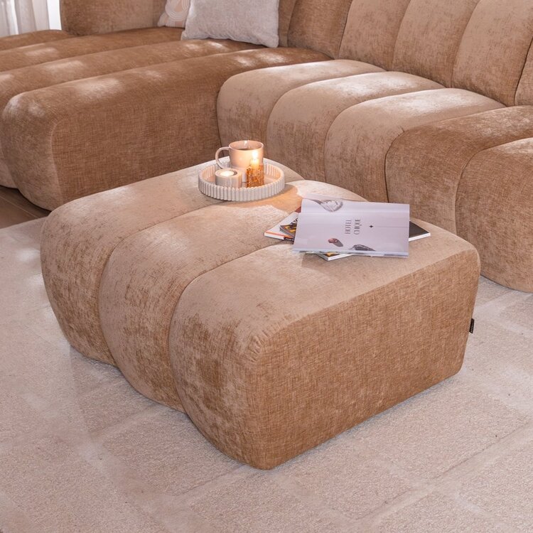 Pouf Luca en chenille peach