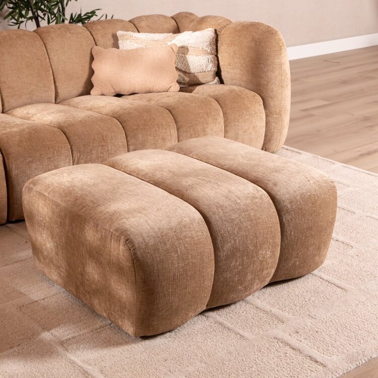 Pouf Luca en chenille peach