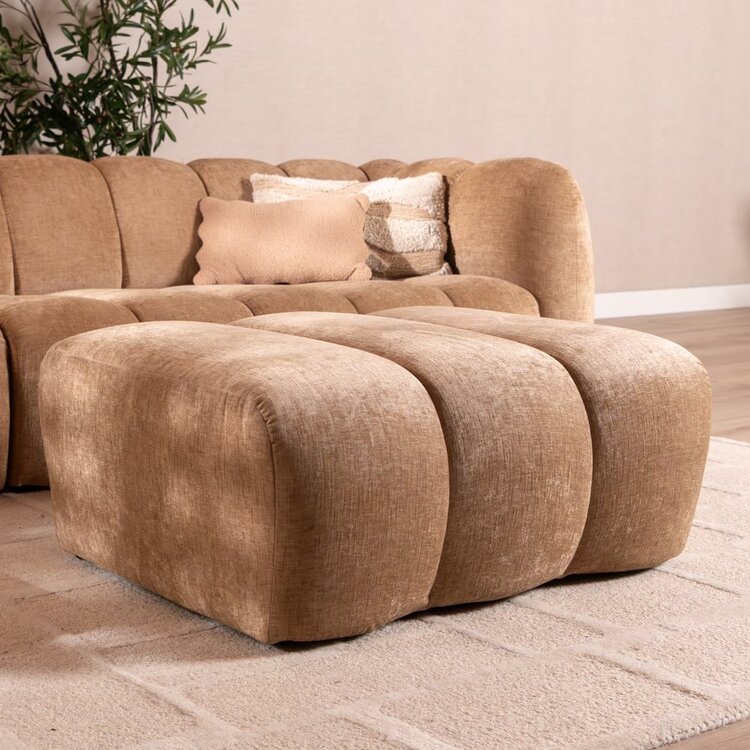 Pouf Luca en chenille peach