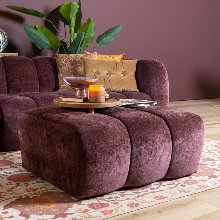 Pouf Luca en chenille violet