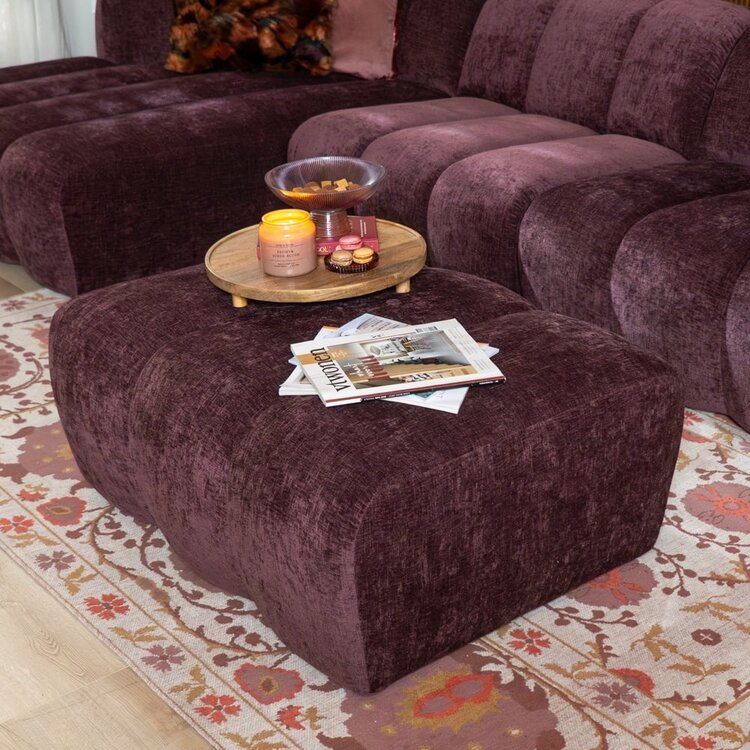 Pouf Luca en chenille violet