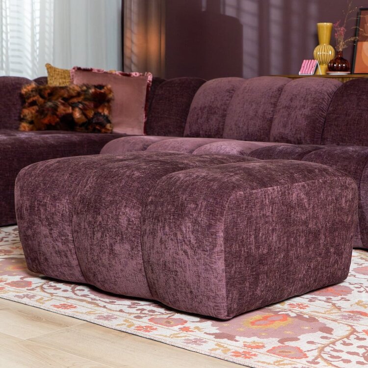 Pouf Luca en chenille violet