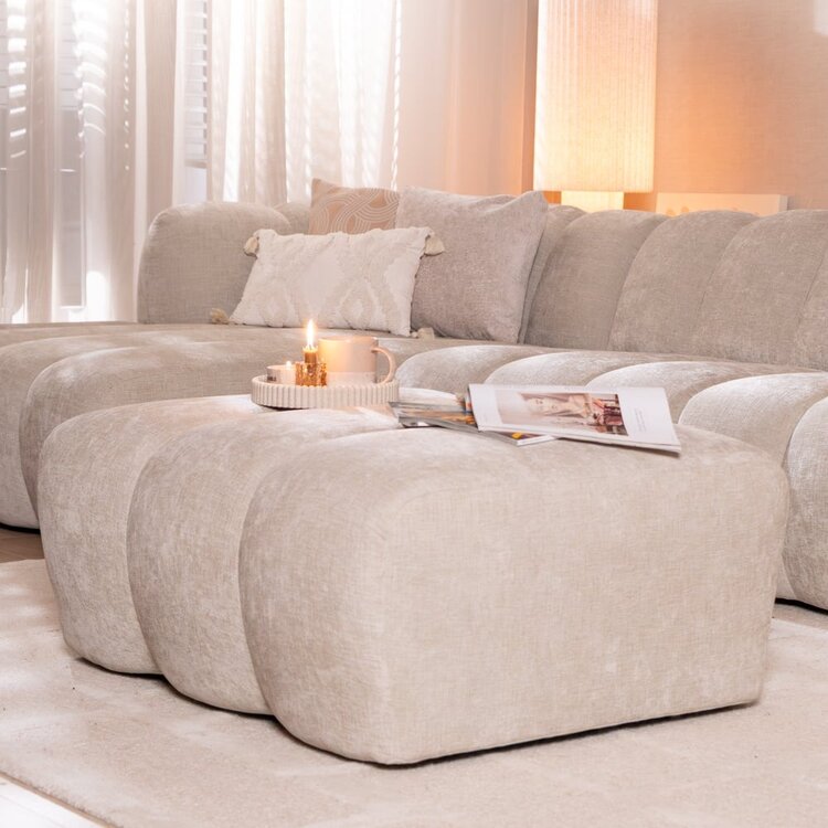 Pouf Luca en chenille sand
