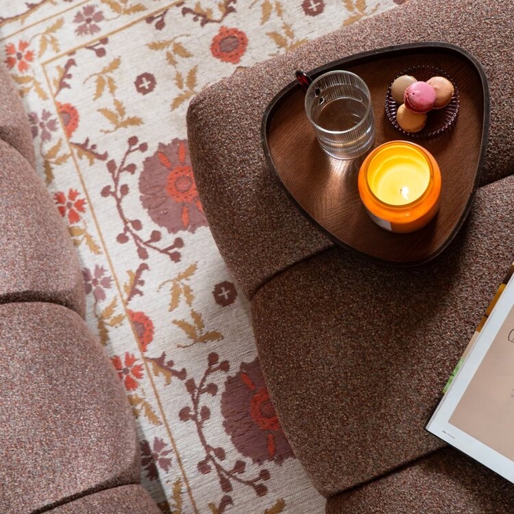 Pouf Luca en bouclé rouge/rose