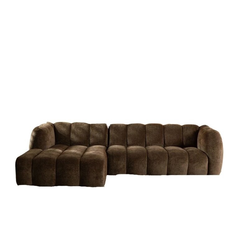 Canapé d’angle gauche Luca en tissu chenille mocha