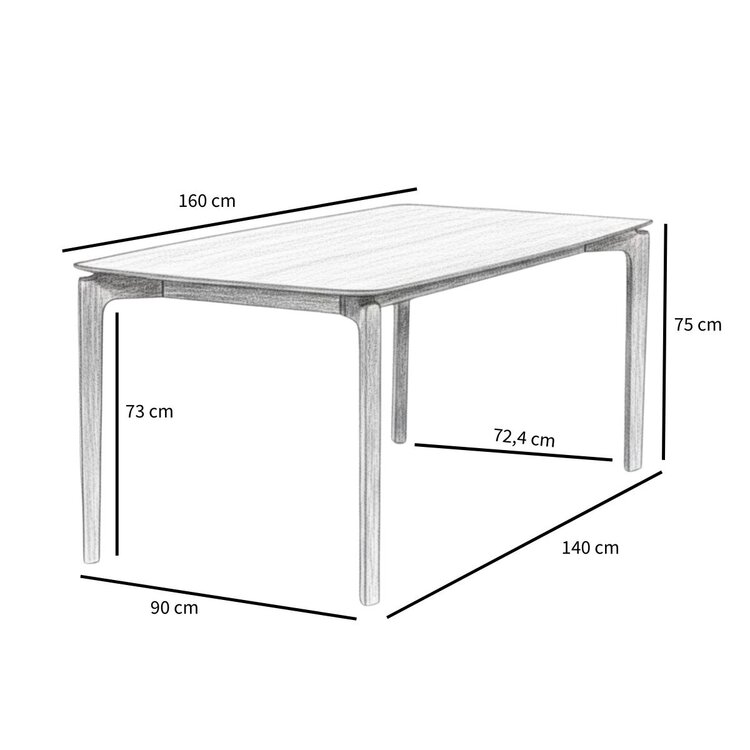 Table à manger scandinave Cala noyer 160 x 90 cm