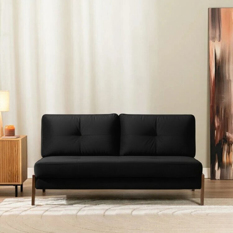 Canapé convertible lit 140 x 200 cm Mikko en velours noir