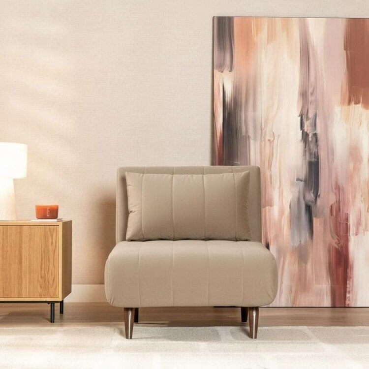 Fauteuil convertible lit 80 x 190 cm Hanna en velours taupe