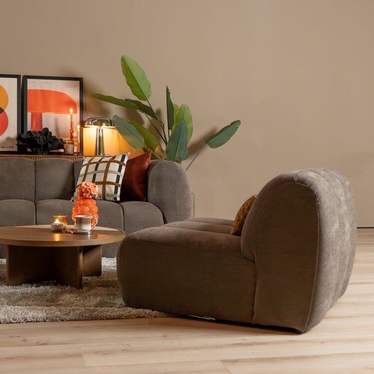 Fauteuil Luca en chenille marron