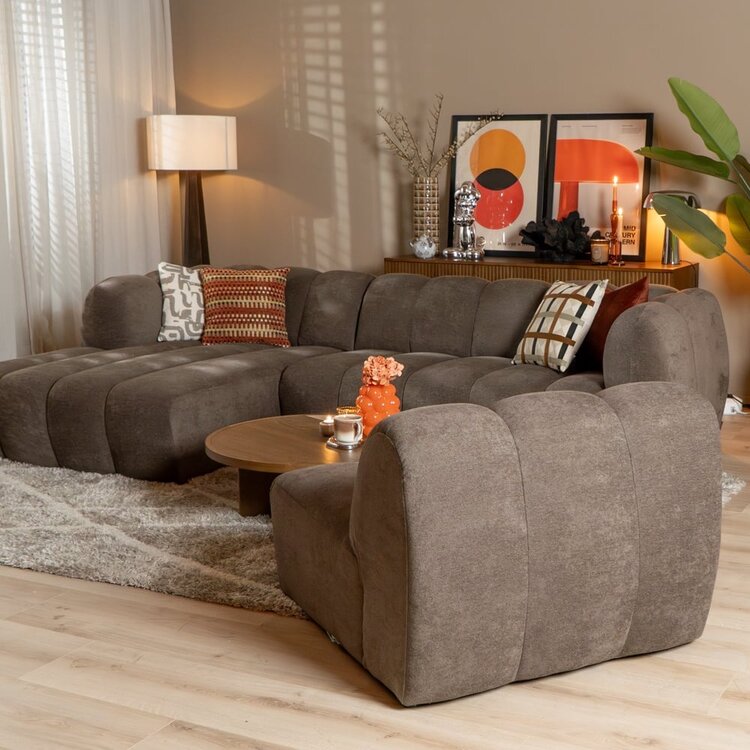 Fauteuil Luca en chenille marron