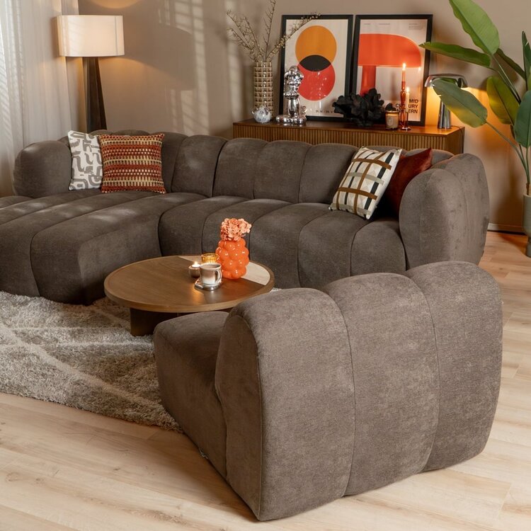 Fauteuil Luca en chenille marron