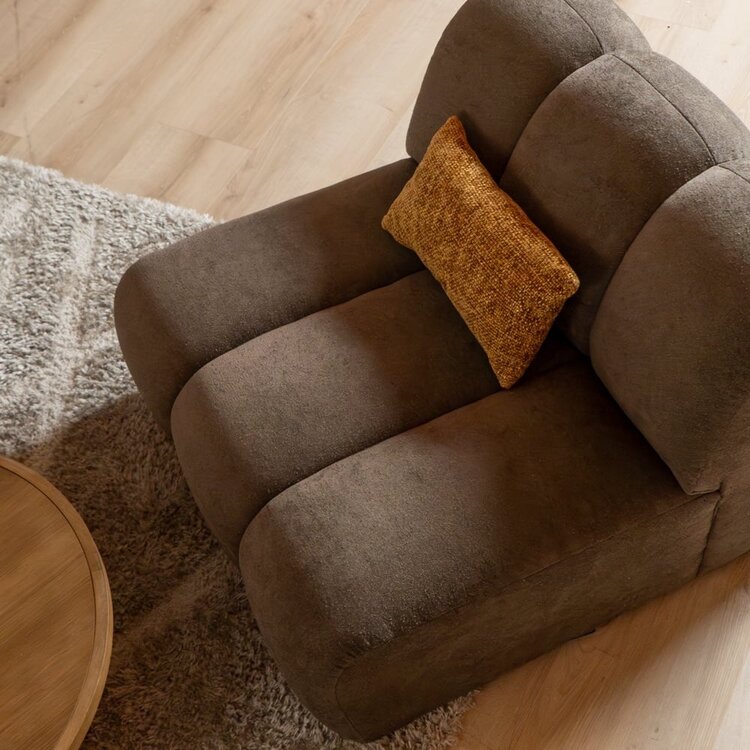Fauteuil Luca en chenille marron